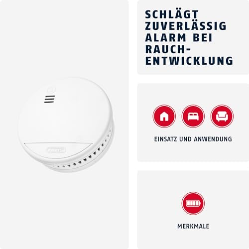 ABUS Rauchmelder RWM90 - mit austauschbarer 5-Jahres-Batterie - DIN EN14604 Zertifiziert - für Wohnräume geeignet - 85 dB Alarmlautstärke - Weiß thumbnail 2