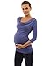 PattyBoutik Mama 2in1 Style 3/4 Sleeve Nursing Maternity Tunic (Blue M)