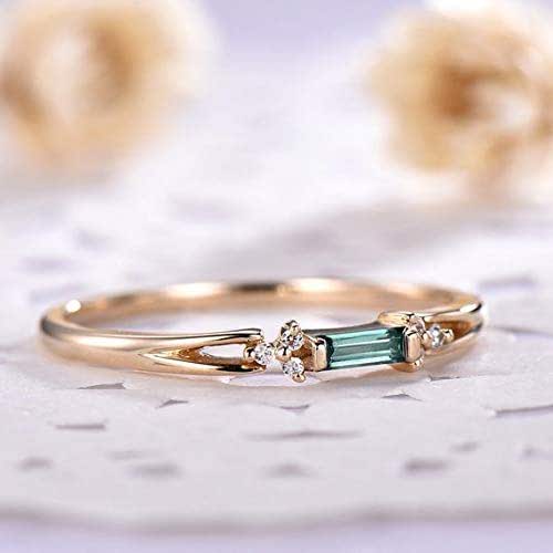 Amazon Com Color Change Alexandrite Wedding Band Baguette Cut Engagement Ring Solid 14k White Yellow Rose Gold Unique Cluster Cz Diamond Bridal Set Jewelry Birthstone Women Anniversary Gift For Her Handmade