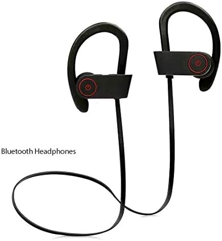 Bluetooth Headphones, Sweatproof Noise Isolating Earbuds, Waterproof IPX7, HD Sound with Bass, Microphone, Soft Silicone Earhooks, for Sport Running Gym Yoga Fitness Traveling