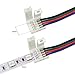 5050 RGB 4 Pin LED Strip Connector, Fntek 10pcs 10mm Strip to Power Adaptor Snap Down 4 Pin Connector for 5050 RGB Flexible LED Strip Lights