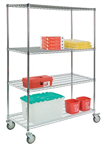 Lakeside R247272CC-4 Round Post Wire Cart, 4 Shelf, 24"D X 72"L X 72"H (78" Oah) - Thumbnail 6