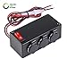 ONLINE LED STORE Automotive DC Power Outlet Extension w/On-Off Switch [Heavy Duty] [12V-24V] [15 Amp] [in-Line Fuse] [Hardwire] Car Triple Socket Cigarette Lighter Plug Switch Box