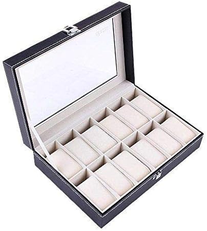 AA Plus Shop - Caja organizadora para Relojes, 12 Unidades, Color Negro: Amazon.es: Hogar