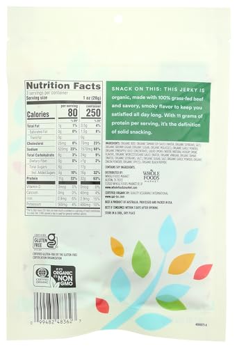 365 BY WHOLE FOODS MARKET, ORGANIC TERIYAKI BEEF JERKY, 3 OUNCE