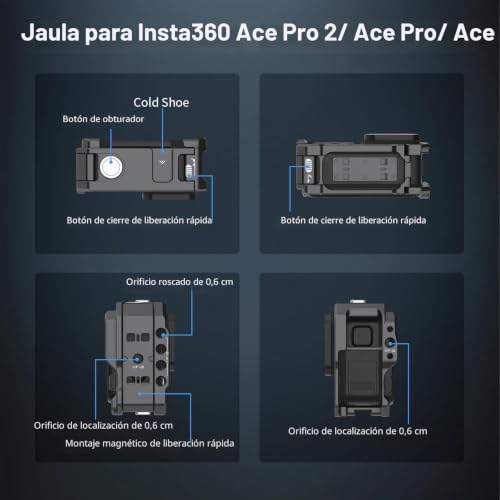 Nitze Xplorer Grip Kit for Insta360 Ace Pro 2/Ace Pro/Ace, Xplorer Grip Pack with Ace Pro 2 Cage, Cold Shoe Shutter Button, Compatible with Vertical and Horizontal Shooting - T-IN04B