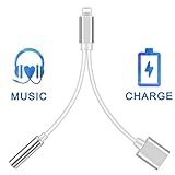 (Apple MFi Certified) Lightning to 3.5 mm Headphone Jack Adapter, Charger for iPhone 2 in 1 Converter Splitter Cable,Aux Audio Car Charger Adaptor to Music Headphone Compatible Support for iOS 12