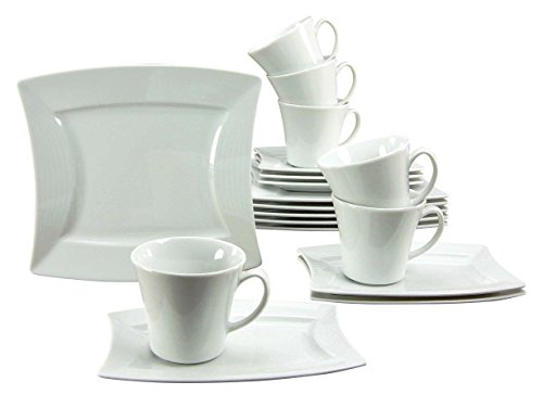 Creatable, 19956, Serie Sailing Weiss, Geschirrset 18 teilig Kaffeeservice, Porzellan, 30.5 x 24 x 32.5 cm, Einheiten