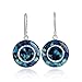 Shades of Blue Gemstone Earrings Unique Round Cluster 925 Sterling Silver with Resin Enamel Coating