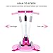 BELEEV Kick Scooter Kids 3 Wheel 4 Adjustable Height Scooter, Lean to Steer with PU LED Light Up Flashing Wheels for Children Age 3-12 Years Old (Pink)