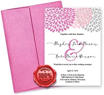 High Quality Metallic Wedding Envelopes, Special Invitation, Birthday Envelopes, Craft Envelopes, A7(5-1/4x7-1/4)-(25 Qty) (Metallic Pink)
