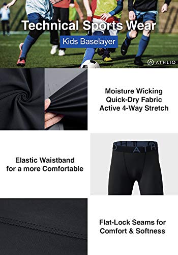 image for ATHLIO Boy's (Pack of 2) Cool Dry Compression Pants Active Sports Base