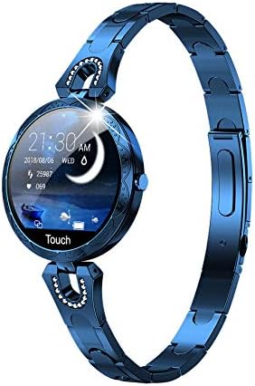 【2020令和レディーススマートウォッチ】可愛いいスマートウォッチ，終日モニタリング，ノーブル腕時計，腕輪，女性の生理周期，明るさ調節， 目覚まし時計，ストップウォッチ，歩数計，活動量計，カラースクリーン， IP67防水，ランニングモード ，消費カロリー， アラーム， 着信電話， Line通知， 絶妙なパッケージング お贈り物 日本語説明書 (青)