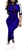Chellysun Women Striped Half Sleeve Bodycon Dress Slim Fit Midi Dress Clubwear