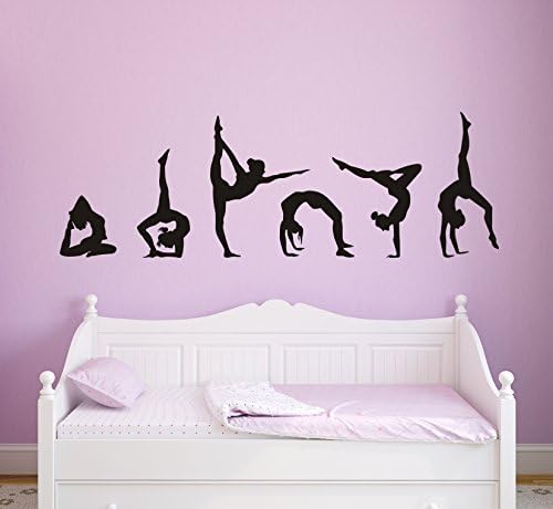 ANBER Six Dance Girls Gymnastics Wall Sticker Sport Vinyl Art Wall Mural For Home Girls Kids Room Decoration Removable Wall Decals
