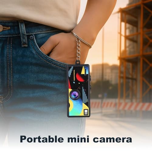 YOOJ® Mini Thumb Camera 0.96” Keychain Digital Camera, Retro Pocket Small Camera with 1080P HD Video, Built-in Flash, Travel & Vlogging Camera (Off White)