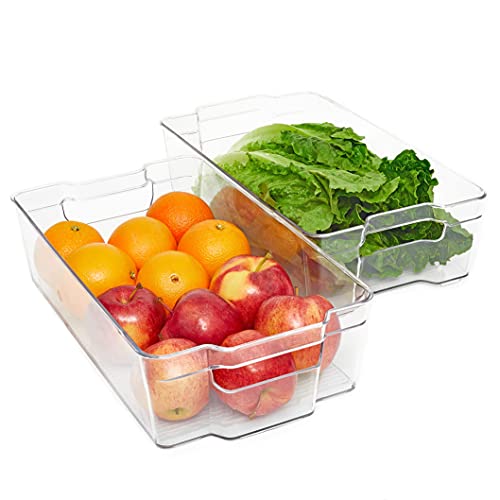 Totally Kitchen Clear Plastic Stackable Storage Bins Refrigerator