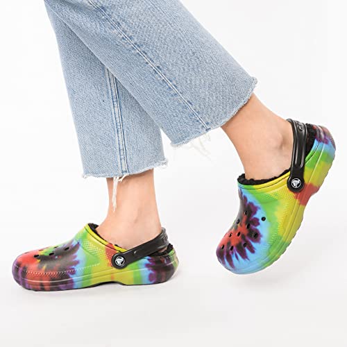 Crocs UnisexAdult Classic Tie Dye Lined Clogs Fuzzy Slippers