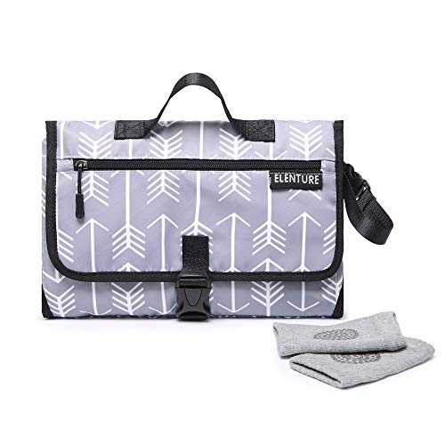 ELENTURE Diaper Changing Pad, Baby Infant Portable Travel Changing Station Mat Bag with Kneecap (White Arrowhead) - Thumbnail 7