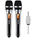 Wireless Microphone System, Alvoxcon DUAL UHF Dynamic Handheld mic for iPhone, Computer, Karaoke, Conference, DJ, Vocal Recording, Singing, Church, On Stage Performance, Party Events (1/4 inch plug)