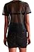 Farktop Women's Sexy Metallic Shimmer Mesh Tee Short Sleeve See Through Mesh Blouse Tops Tee Shirt,Black,Small