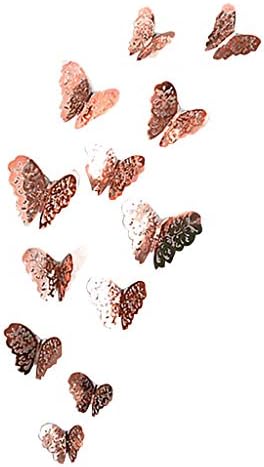 DondPO 12Pcs 3D DIY Wall Decal Butterfly Wall Sticker Decals for Room Home Art Nursery Decor Butterfly Silver Mirror