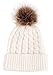 Simplicity Women's Knit Slouch Winter Hat With Pom Pom - Fleece Lined Skull Beanie, White