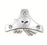 HTT- Motorcycle Chrome Heavy Metal Sissy Bar Backrest Pad Mount Kit w/ Skull Plate For 2009-2017 Harley Touring