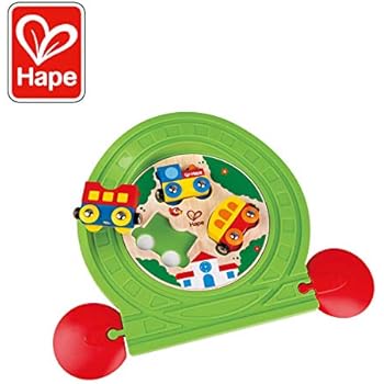 Hape Train Track Puzzle Compatible 2 In 1 Wooden Train Track Set Multicolored Railway And Puzzle Toy For Toddlers