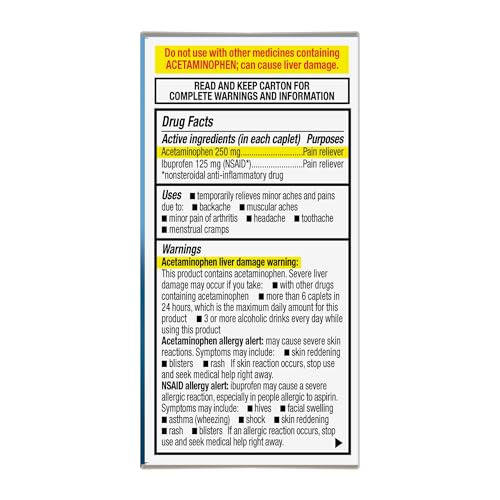 GOODSENSE DUAL ACTION ACETAMINOPHEN AND IBUPROFEN (NSAID) TABLETS, 250 MG/125 MG, BACK PAIN, 18 COUNT