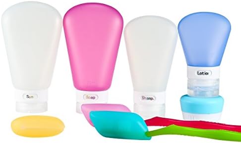 Foonii Silicone Travel Bottles Set, Airline Approved Travel Accessories Leak-Proof bottle for Shampoo Suitable for all Toiletries such as Shampoo and Conditioner (8 Pack)