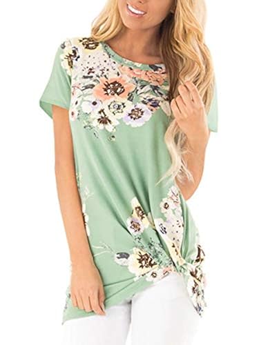 Womens Floral Tunic Tops for Leggings Summer Short Sleeve Casual