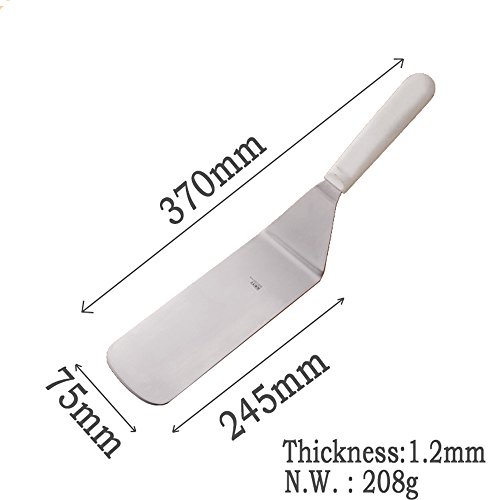 LU2000 Kitchen and Cook Metal Spatula, Heavy Duty 15 Inches Long Spade Cooking for BBQ Kitchen Baking Scraper Barbecue Help Spatula Stainless Pizza Big Size Cake Shovel - White