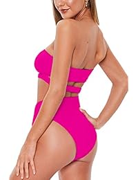 FAFOFA traje de baño sexy de dos piezas con cintura alta, con corbata y cintura