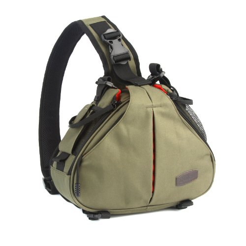 Andoer Caden K1 Waterproof Fashion Casual DSLR Camera Bag Case Messenger Shoulder Bag for Canon Nikon Sony Army Green