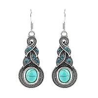 Smartlove1P 1 Pair Women Vintage Turquoise Crystal Bead Ear Hook Dangle Earrings Jewelry Fit for Parties for Girls Women As A Gift
