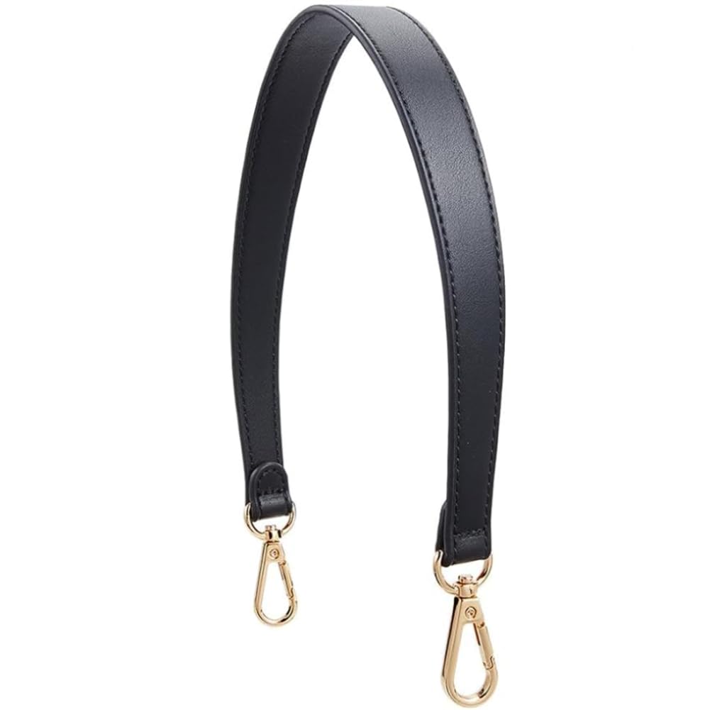 WADORN Leather Purse Handle, 19.5 Inch PU Leather Bag Strap Short Shoulder Bag Straps Replacement Handbag Strap Tote Bag Strap with Swivel Clasps DIY Purse Making Supplies, Black