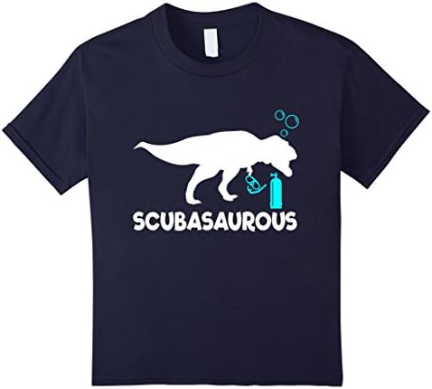 Kids Funny Scuba Dinosaur T-Shirt Gift (Diving Shirt) 8 Navy