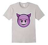 Purple Devil Smiley Emoji T-Shirt with Horns Emoticon Evil