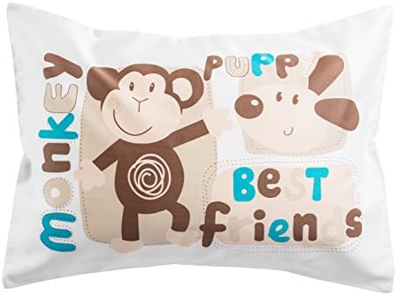 Toddler Pillowcase 100% Cotton Sateen Toddler Pillow Case, Covers 13"x18", or 14"x19" Toddler Baby Travel Pillows Naturally Hypoallergenic Kids Travel Pillowcase Envelope Style Cases 400 TC Friends