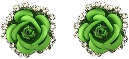 Hypoallergenic Earrings Women Girls Rose Flower Shaped Ear Stud Earrings Lovely Rhinestone Jewellery