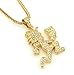 Hip-Hop Bling Iced Gold Tone CZ Hatch Man Pendant Necklace Free 24" chain,