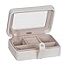 Mele & Co. Rio Faux Leather Glass Top Jewelry Box, 7 3/8-Inch by 5 7/8-Inch by 2 1/2-Inch, Ivory