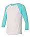 Next Level Apparel 6051 Unisex Tri-Blend 3 By 4 Sleeve Raglan - Tahiti Blue & Heather White44; Medium