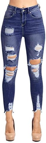 Women's Butt Lifting Skinny Jeans Destroyed and Ripped Stretch Denim