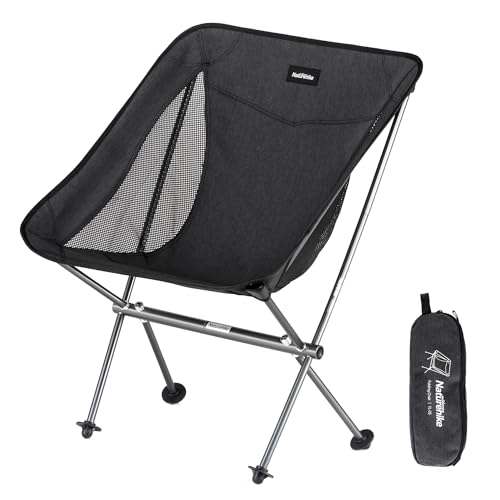 Naturehike Stuhl Campingstuhl Ultraleicht Klappstuhl Kleines Packt beträgt 150kg zum Angeln Picknick Outdoor Wandern (Schwarz)