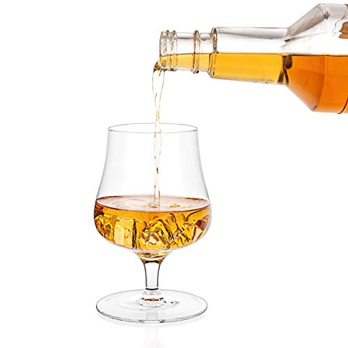 Luxbe Brandy Whiskey Crystal Glasses Snifter, Set of 4 Handcrafted