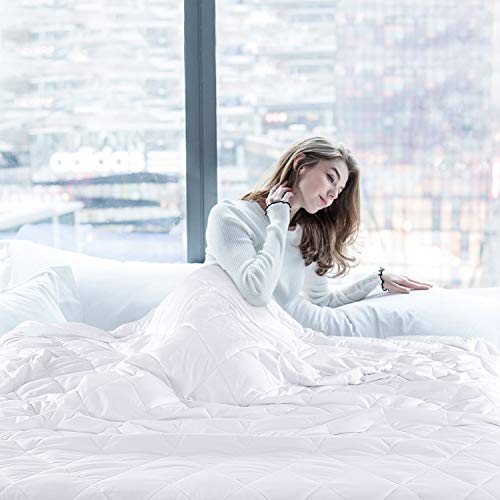 JOLLYVOGUE Weighted Blanket King Size(20lbs,88x104Inches), Weighted Blanket California King Size Bed Adult Weighted Blanket with 100% Soft Cotton and Glass Beads-White