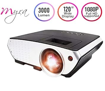 Myra Q6 LED Projector 3000 Lumens 3D Projector Home Theater Projector LCD Video Set-top Box HDMI VGA USB (Basic)