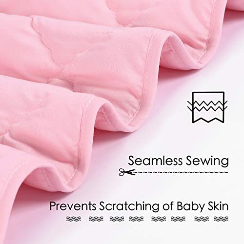 TILLYOU Ultra Soft Microfiber Toddler Quilt- Comfy Lightweight Baby Quilted Blanket for Girls - 39" x 47" Multi-Use Kids Comforter-Pink - Thumbnail 4